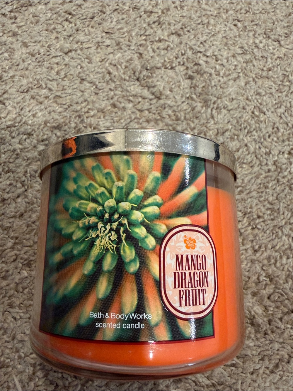 Bath & Body Works Mango Dragon Fruit Candle — Orange & Green Label